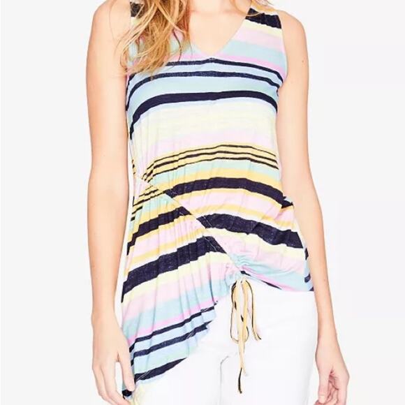 NWT RACHEL RACHEL ROY Striped Asymmetrical Shirt Tank Top, Size Small S b13 - Picture 1 of 6